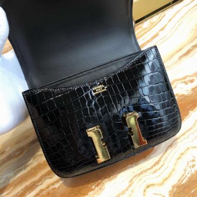 wholesale quality hermes constance 19 shinny niloticus crocodile 89 noir ghw